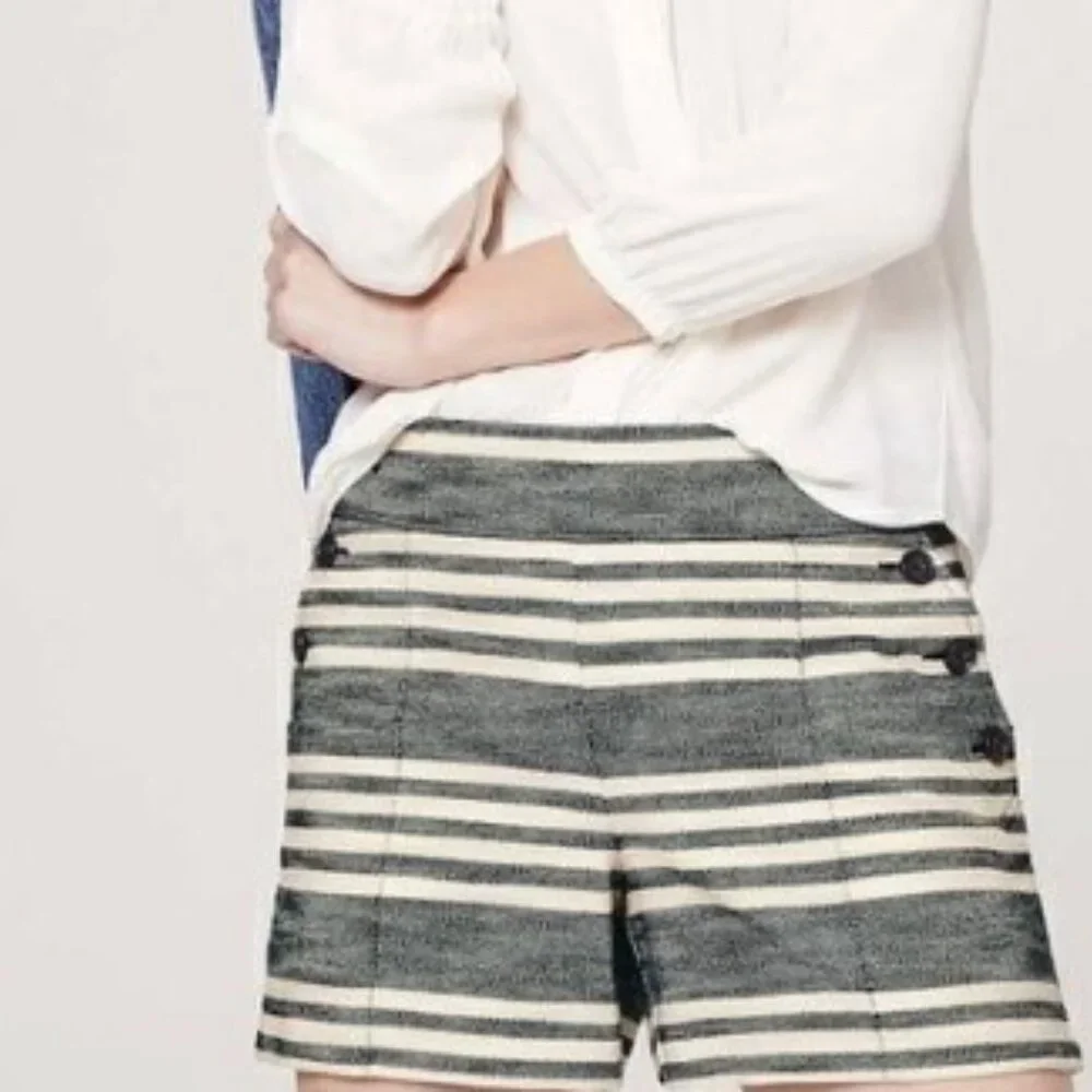 Loft The Riviera Black & White Shorts with Nautical Buttons NWT Size Misses 8